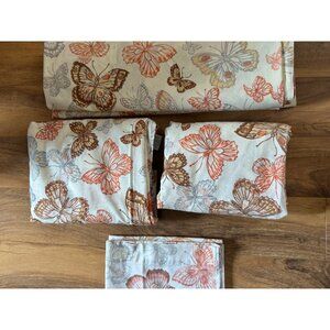 Vintage Caress Butterfly Print Burlington Percale Twin Sheet Set